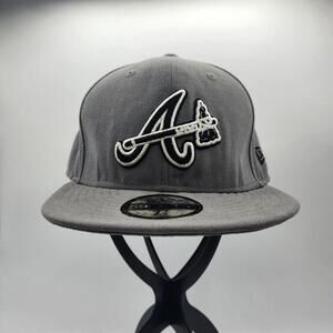 New Era 59Fifty‎ Atlanta Braves Fitted Hat Gray Size 7 1/4